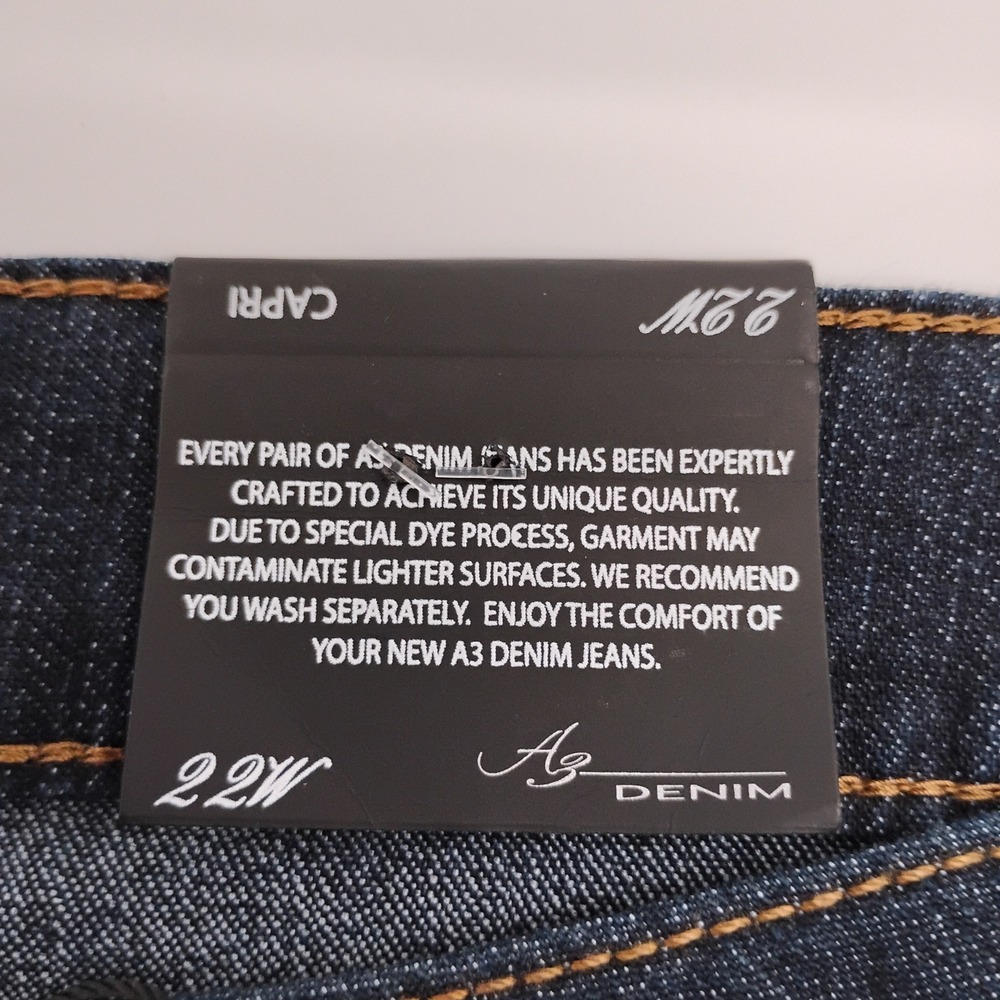 A3 Denim Womens Plus Size 22W Dark Wash Capri Jeans Cropped DN1W3180C6W NEW - Picture 6 of 16